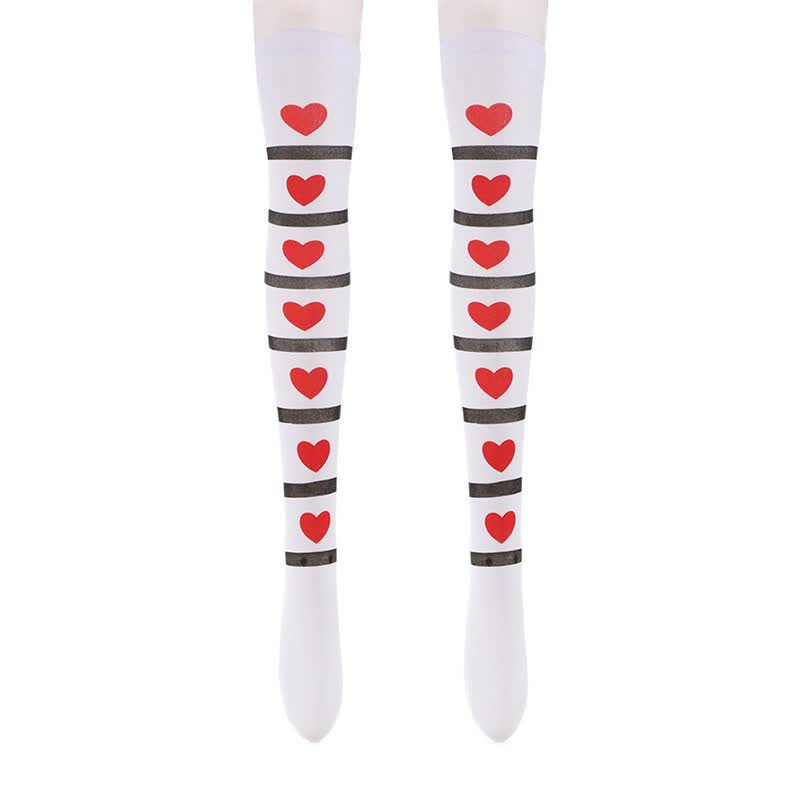 Plusock Halloween Sweetheart Stripe Thigh High Socks (3 Pairs) - A - One Size - image 0