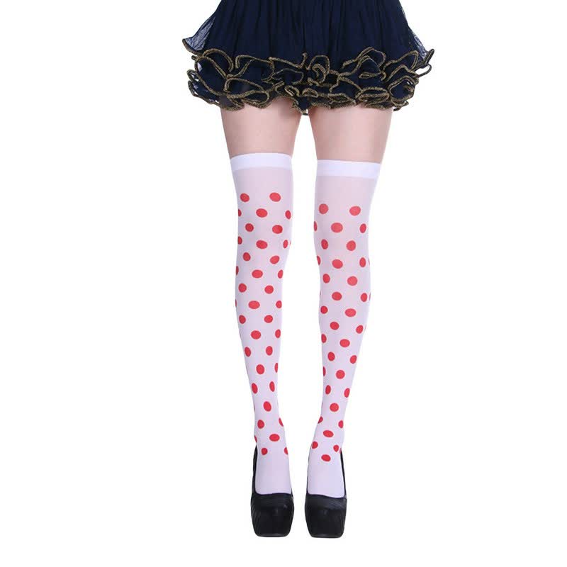 Plusock Haloween Sheer Polka Dot Thigh High Socks (3 Pairs) - A - One Size - image 0