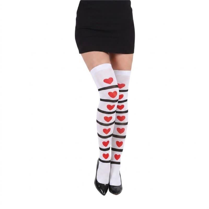 Plusock Halloween Sweetheart Stripe Thigh High Socks (2 Pairs) - White - One Size - image 2