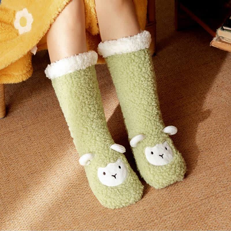 Plusock Cozy Sheep Sherpa Slipper Socks - Green - EU35-42(US2-8) - image 3