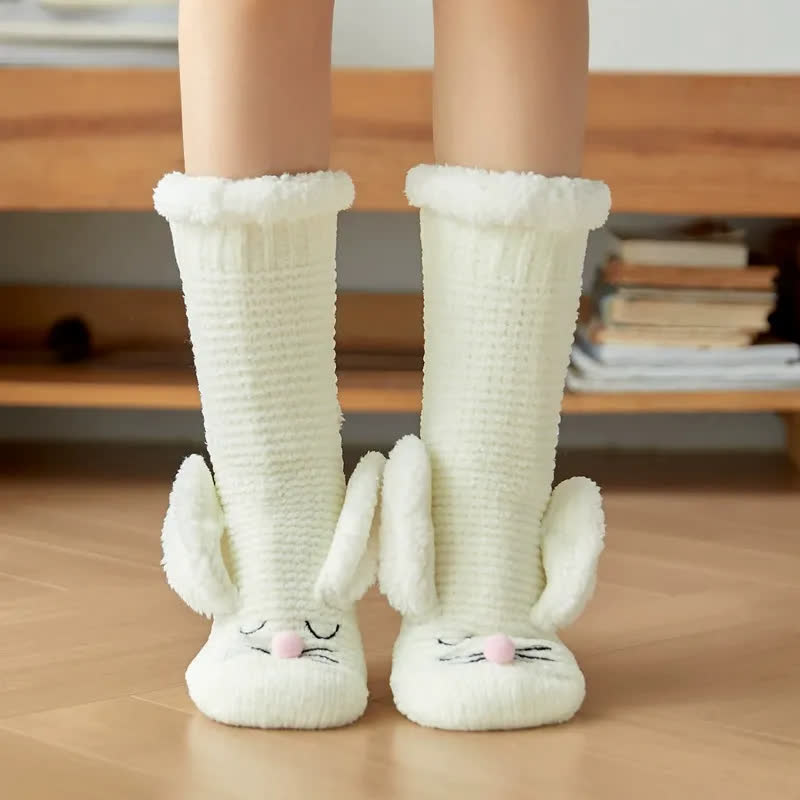 Plusock Bunny Fleece Lined Cozy Home Slipper Socks - White - EU35-42(US2-8) - image 1