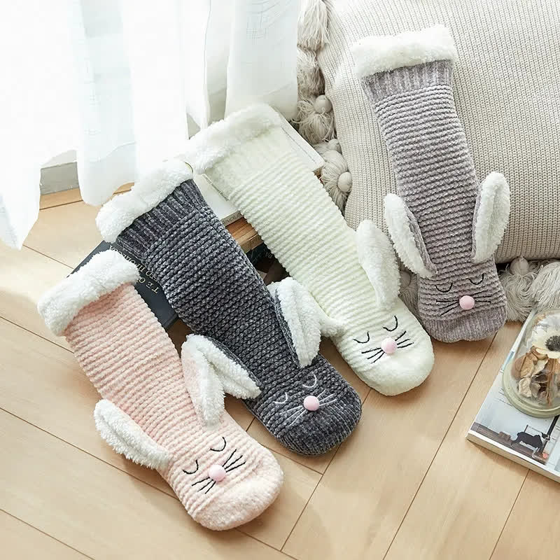 Plusock Bunny Fleece Lined Cozy Home Slipper Socks - image 0