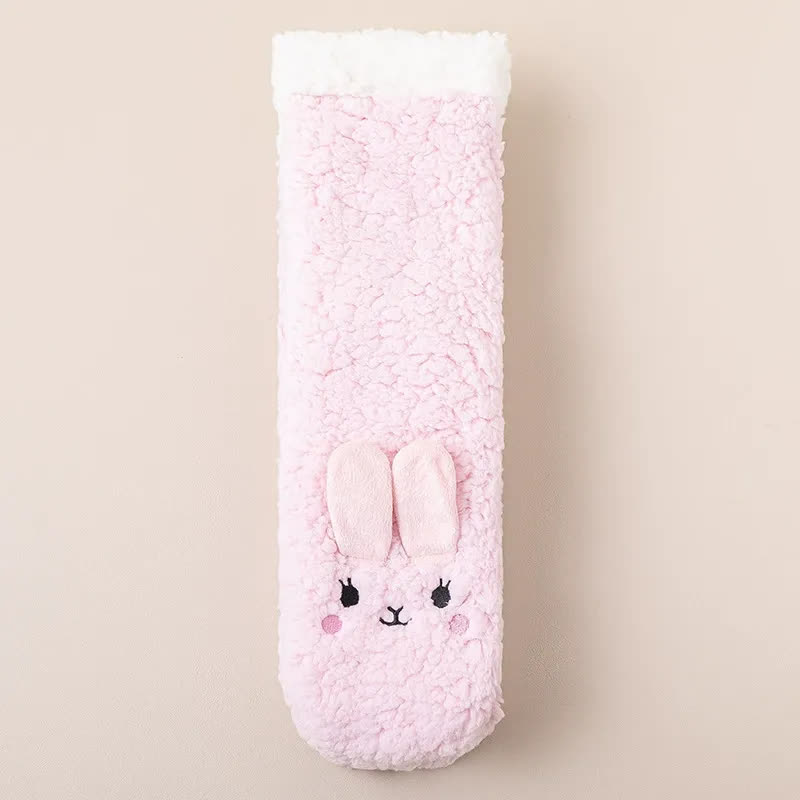 Plusock Cozy Cat Face Plush Home Slipper Socks - Light Pink - EU36-39(US3-5) - image 2