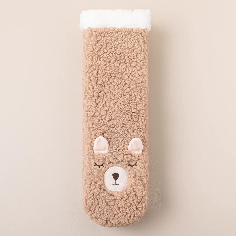 Plusock Cozy Cat Face Plush Home Slipper Socks - Coffee - EU36-39(US3-5) - image 5