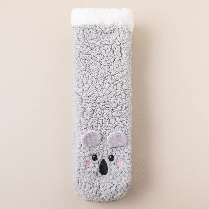 Plusock Cozy Cat Face Plush Home Slipper Socks - LightGray - EU36-39(US3-5) - image 4