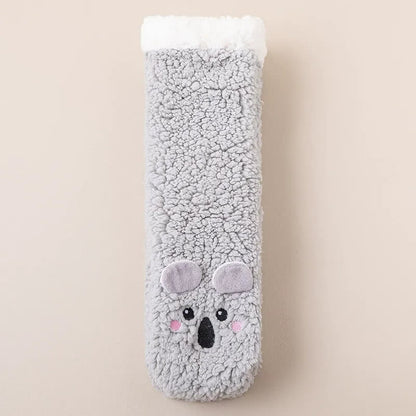Plusock Cozy Cat Face Plush Home Slipper Socks - LightGray - EU36-39(US3-5) - image 4