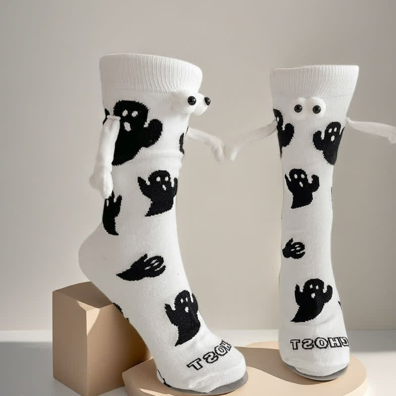 Plusock Halloween Playful Ghost Knit Socks (2 Pairs) - White - EU Size: 36-43 (US Size: 3-9) - image 1