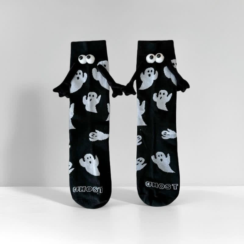Plusock Halloween Playful Ghost Knit Socks (2 Pairs) - Black - EU Size: 36-43 (US Size: 3-9) - image 2