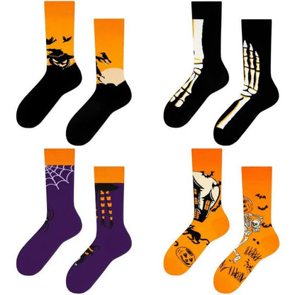 Plusock Halloween Print Crew Socks (4 Pairs) - Multicolor - EU36-43 (US3-9) - image 1