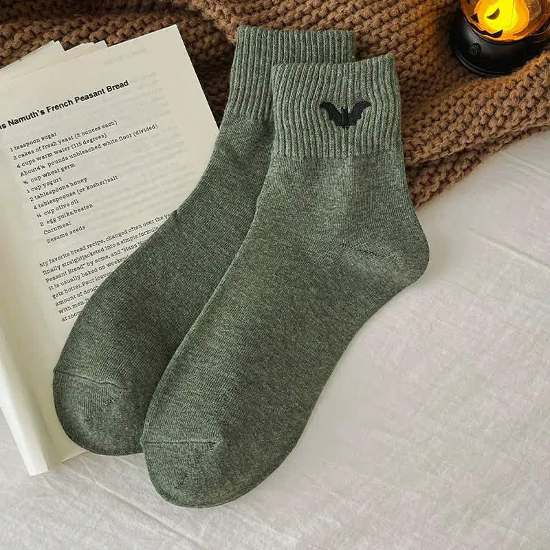 Plusock Halloween Embroidered Quarter Socks (5 Pairs) - DarkOliveGreen - EU36-43 (US3-9) - image 2