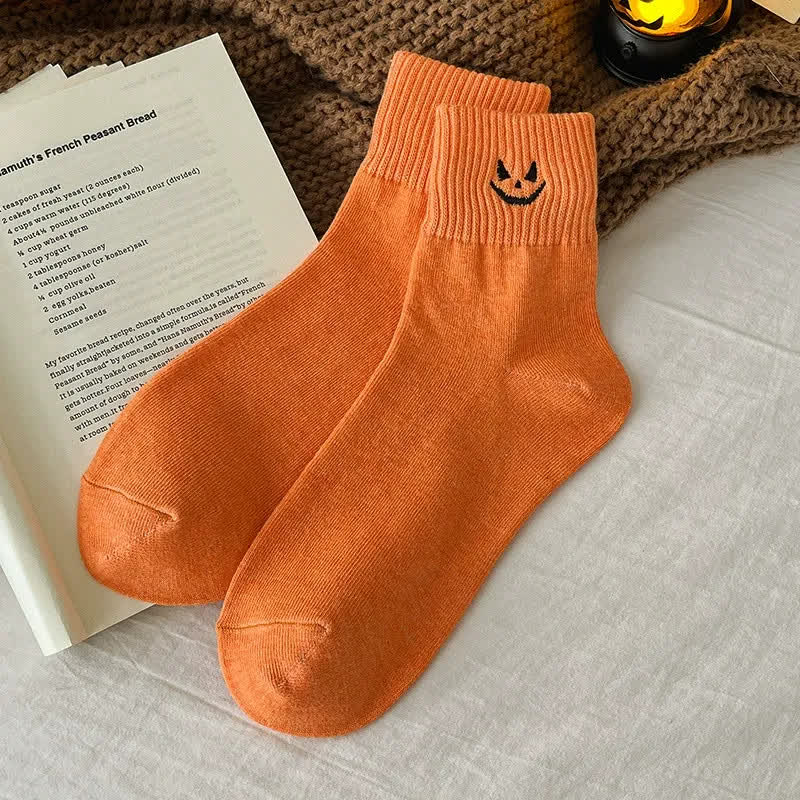 Plusock Halloween Embroidered Quarter Socks (5 Pairs) - Orange - EU36-43 (US3-9) - image 5