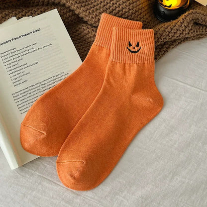 Plusock Halloween Embroidered Quarter Socks (5 Pairs) - Orange - EU36-43 (US3-9) - image 5