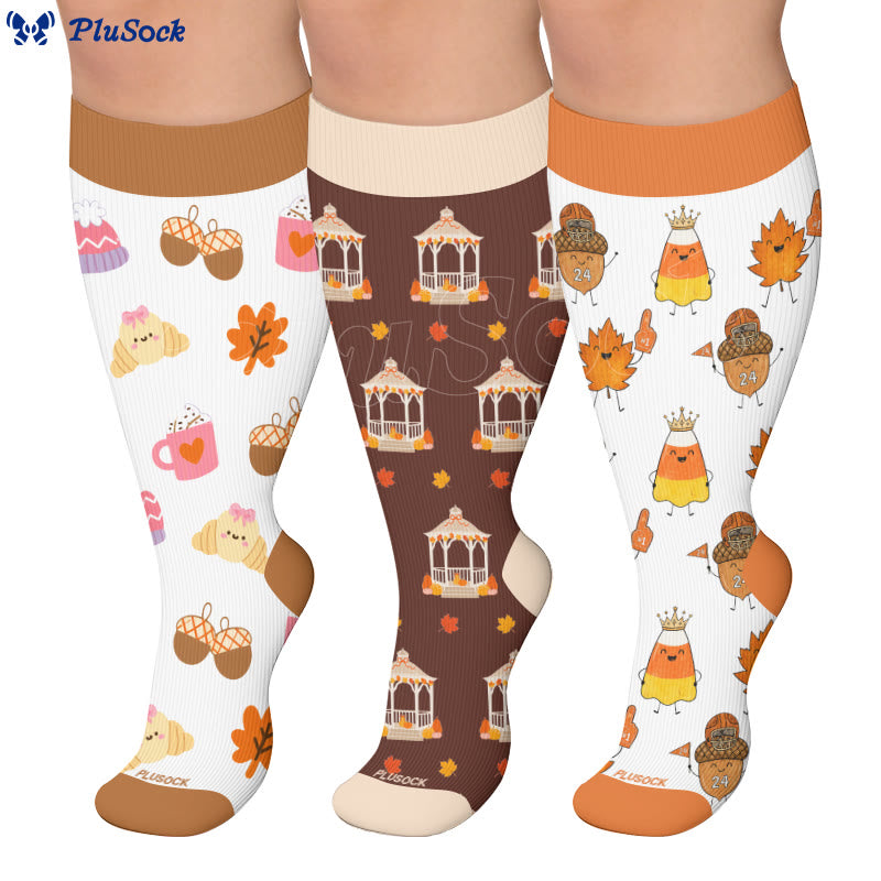 Plusock Plus Size Autumn Whimsy Compression Socks - image 0