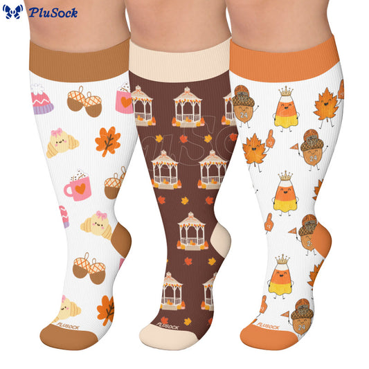 Plusock Plus Size Autumn Whimsy Compression Socks - image 0