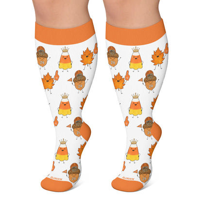 Plusock Plus Size Autumn Whimsy Compression Socks - Orange - 4XL - image 5
