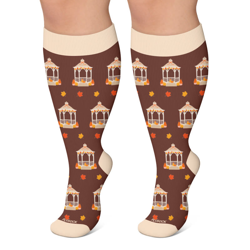 Plusock Plus Size Autumn Whimsy Compression Socks - Brown - 4XL - image 6