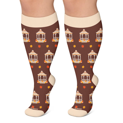 Plusock Plus Size Autumn Whimsy Compression Socks - Brown - 4XL - image 6