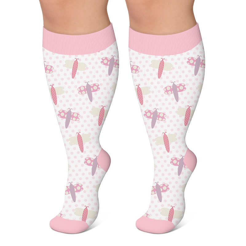 Plusock Plus Size Dragonfly Frog Compression Socks - Pink - 4XL - image 4