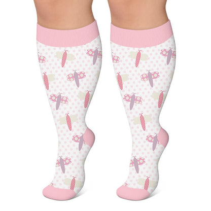Plusock Plus Size Dragonfly Frog Compression Socks - Pink - 4XL - image 4