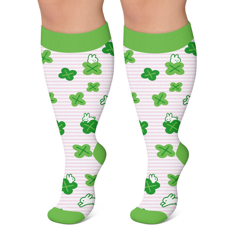 Plusock Plus Size Dragonfly Frog Compression Socks - Light Green - 4XL - image 5