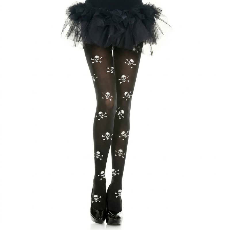 Plusock Gothic Skeleton Print Opaque Tights for Halloween (2 Pairs) - E - EU36-43 (US3-9) - image 5