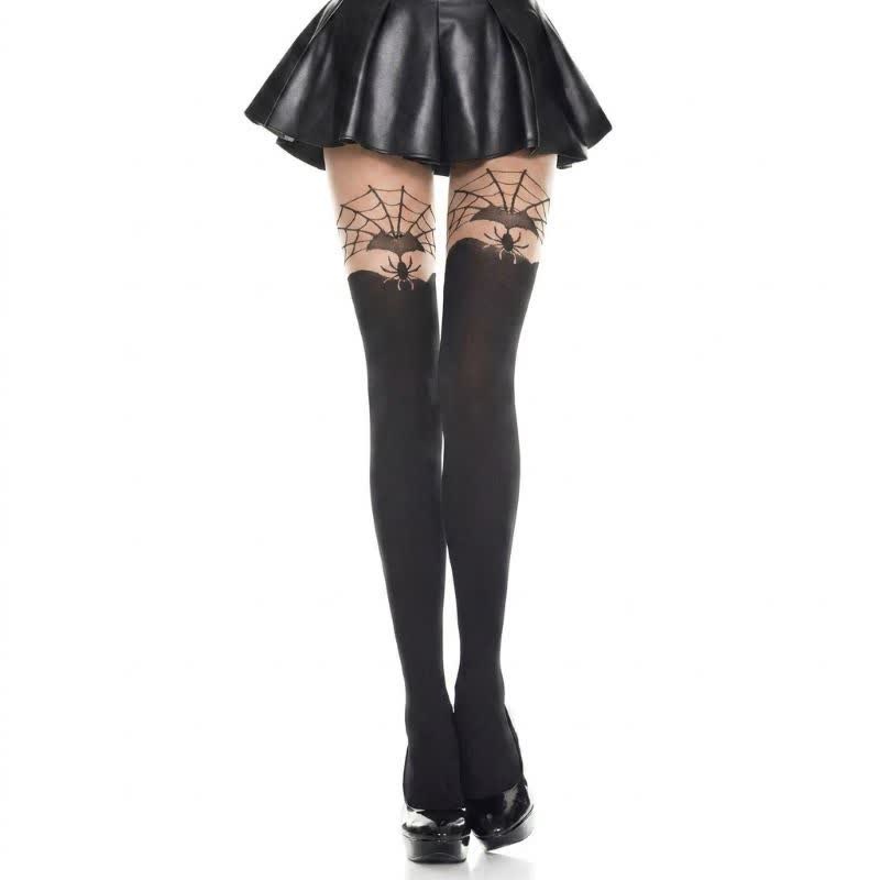 Plusock Gothic Skeleton Print Opaque Tights for Halloween (2 Pairs) - A - EU36-43 (US3-9) - image 1