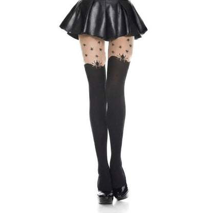 Plusock Gothic Skeleton Print Opaque Tights for Halloween (2 Pairs) - C - EU36-43 (US3-9) - image 3