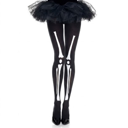 Plusock Gothic Skeleton Print Opaque Tights for Halloween (2 Pairs) - B - EU36-43 (US3-9) - image 2