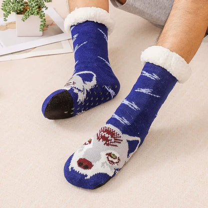 Plusock Cozy Animal Fleece Lined Knit Slipper Socks(2 Pairs) - Navy Blue - EU37-44(US4-10) - image 3
