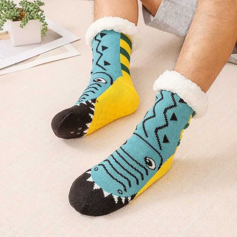 Plusock Cozy Animal Fleece Lined Knit Slipper Socks(2 Pairs) - Green - EU37-44(US4-10) - image 0
