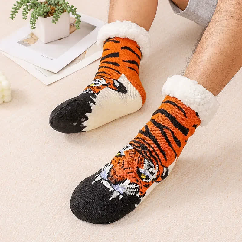 Plusock Cozy Animal Fleece Lined Knit Slipper Socks(2 Pairs) - Orange - EU37-44(US4-10) - image 4