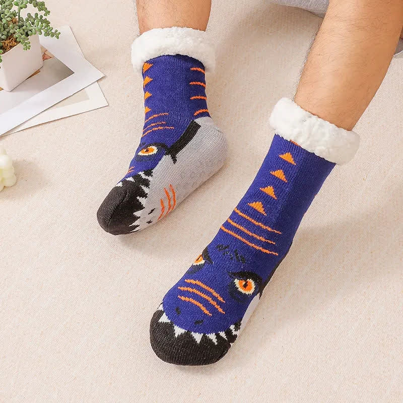 Plusock Cozy Animal Fleece Lined Knit Slipper Socks(2 Pairs) - Dark Blue - EU37-44(US4-10) - image 5
