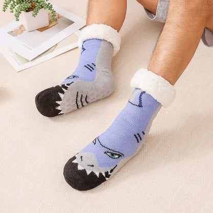 Plusock Cozy Animal Fleece Lined Knit Slipper Socks(2 Pairs) - Light Blue - EU37-44(US4-10) - image 2