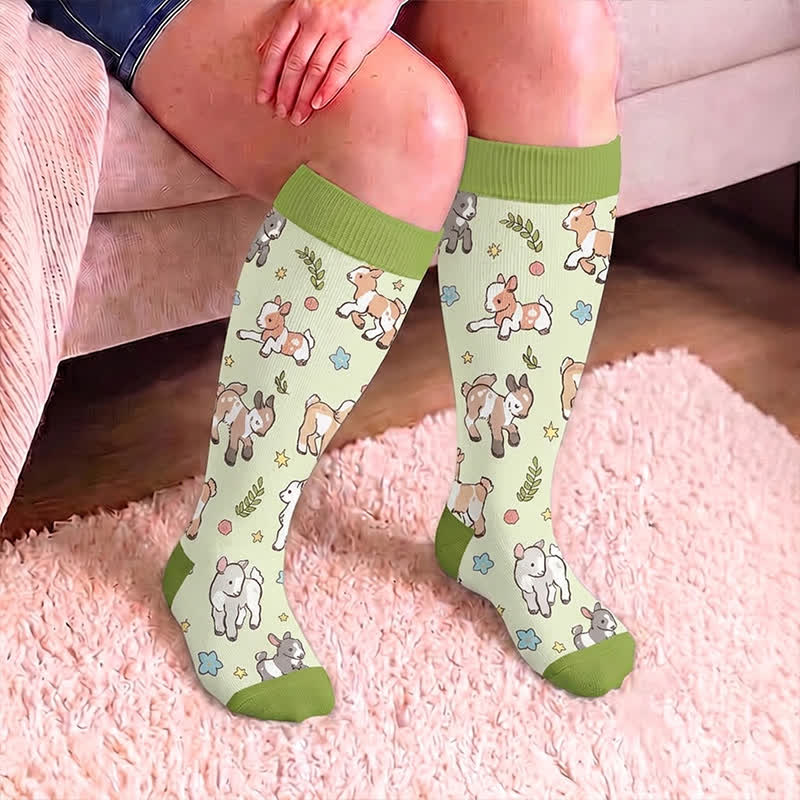 Plusock Plus Size Animal Floral Compression Socks - image 1