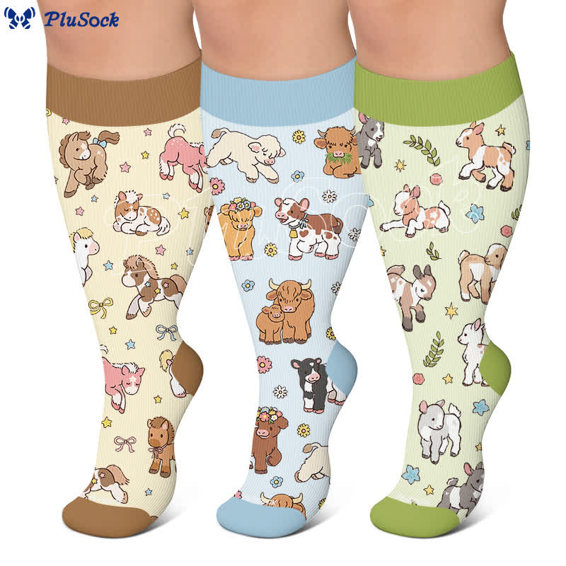 Plusock Plus Size Animal Floral Compression Socks - image 0