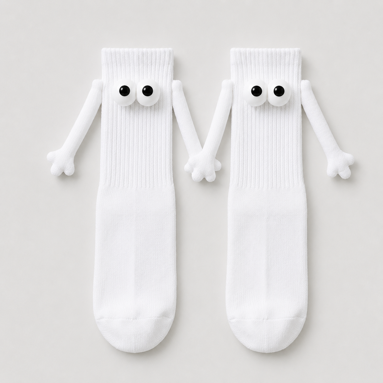 Plusock Playful 3D Eye Magnetic Hand Holding Quarter Socks(2 Pairs) - White - EU36-42(US3-8.5) - image 7