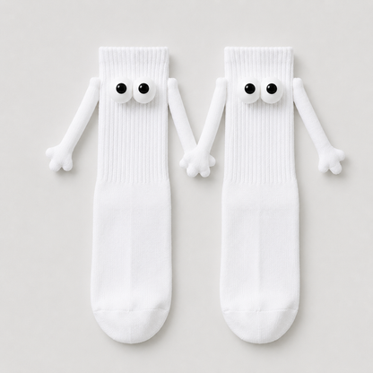 Plusock Playful 3D Eye Magnetic Hand Holding Quarter Socks(2 Pairs) - White - EU36-42(US3-8.5) - image 7