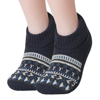 Plusock Nordic Knit Cozy Winter Home Slipper Socks - Navy Blue - XL - image 3