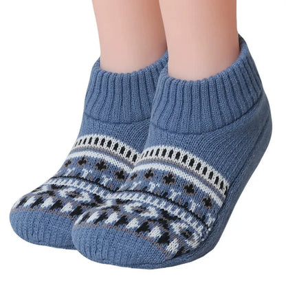 Plusock Nordic Knit Cozy Winter Home Slipper Socks - Blue - XL - image 6