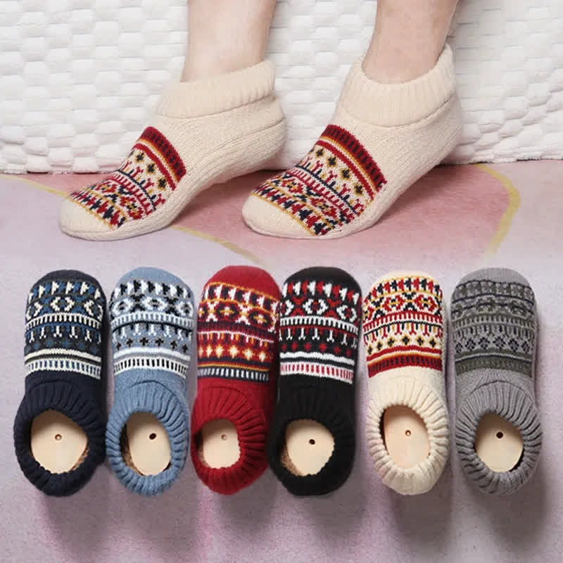 Plusock Nordic Knit Cozy Winter Home Slipper Socks - image 0