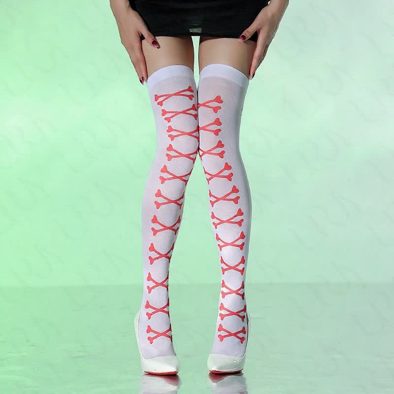 Plusock Halloween Sheer White Thigh High Socks (4 Pairs) - G - EU36-43 (US3-9) - image 0