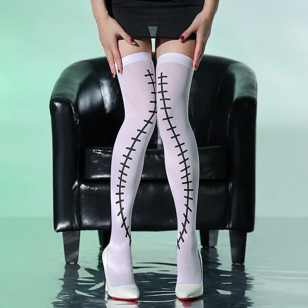 Plusock Halloween Party Pink Thigh High Socks (4 Pairs) - C - EU36-43 (US3-9) - image 3