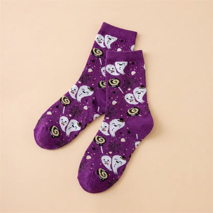 Plusock Halloween Print Quarter Socks (3 Pairs) - C - EU36-43 (US3-9) - image 3