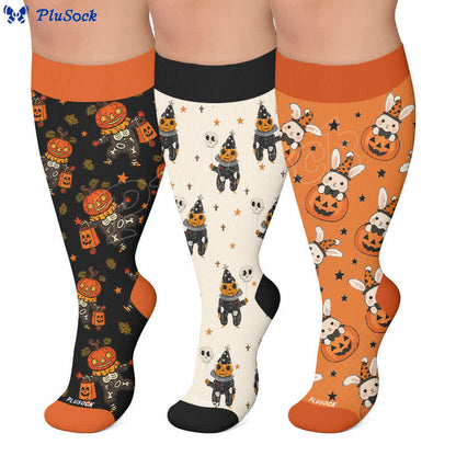 Plusock Plus Size Skull Pumpkin Bunny Compression Socks - image 0