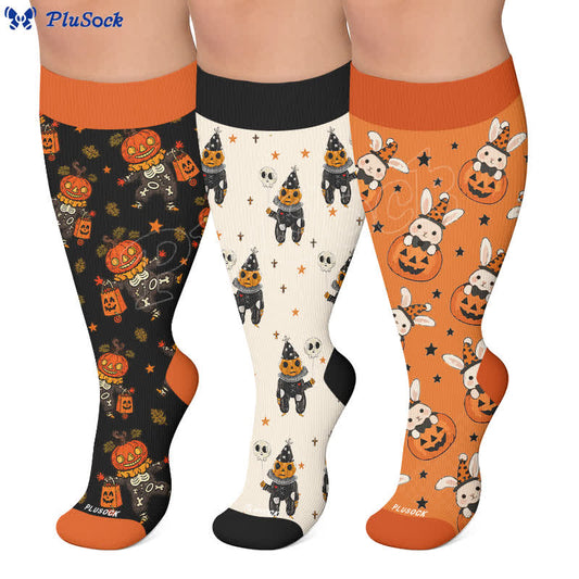 Plusock Plus Size Skull Pumpkin Bunny Compression Socks - image 0