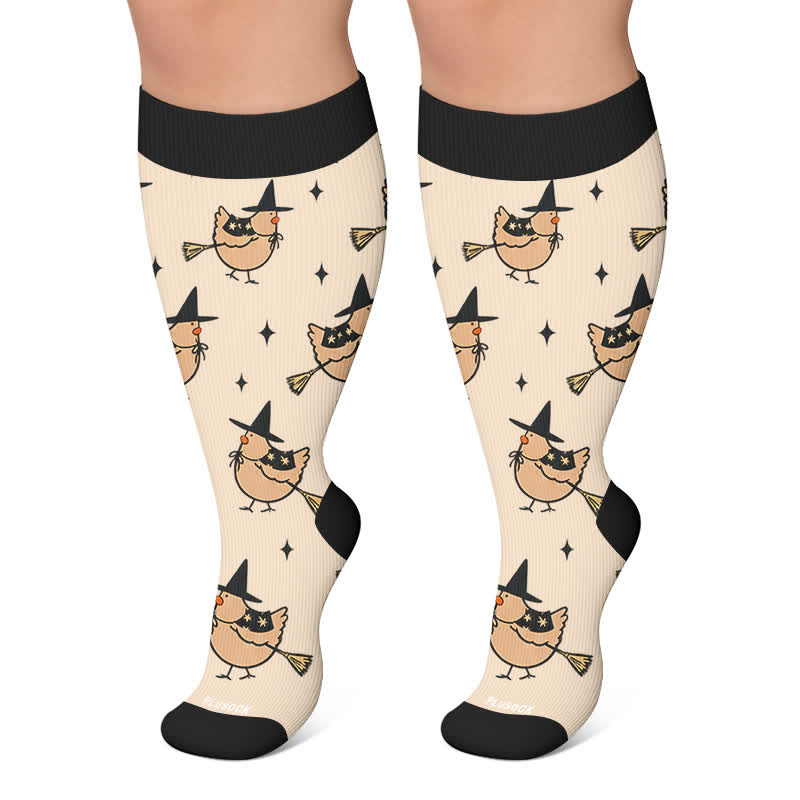 Plusock Plus Size Pumpkin Witch Compression Socks - Apricot - 4XL - image 5