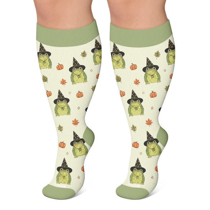 Plusock Plus Size Halloween Frog Compression Socks - Green - 4XL - image 4