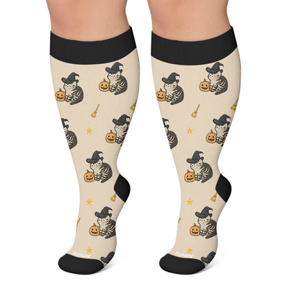 Plusock Plus Size Witch Cat Rabbit Compression Socks - Khaki - 4XL - image 4