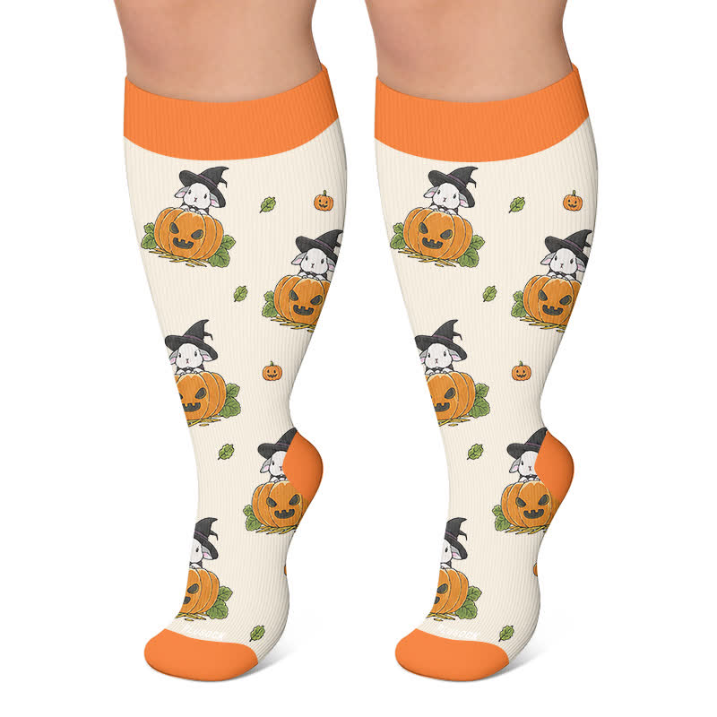 Plusock Plus Size Witch Cat Rabbit Compression Socks - Beige - 4XL - image 5