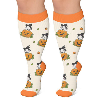Plusock Plus Size Witch Cat Rabbit Compression Socks - Beige - 4XL - image 5
